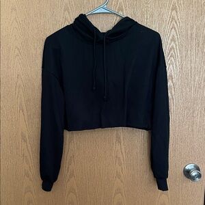 SHEIN Black Drawstring Cropped Hoodie